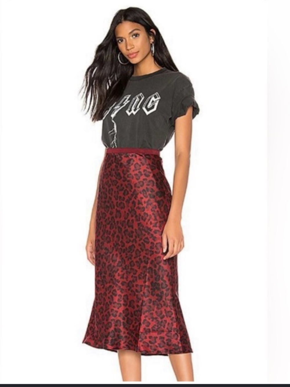 Anine Bing Bar Silk Animal Print Silk Skirt NWT